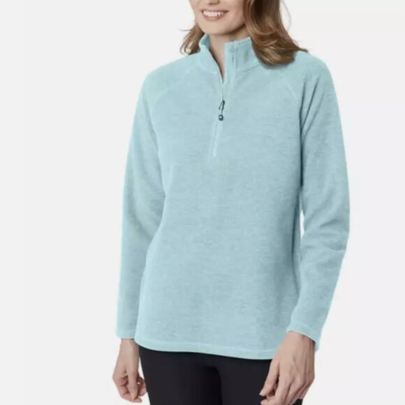 Eddie Bauer 1/4 Zip Fleece Pullover Sweatshirt Womens Size XL Teal Blue - Picture 3 of 11